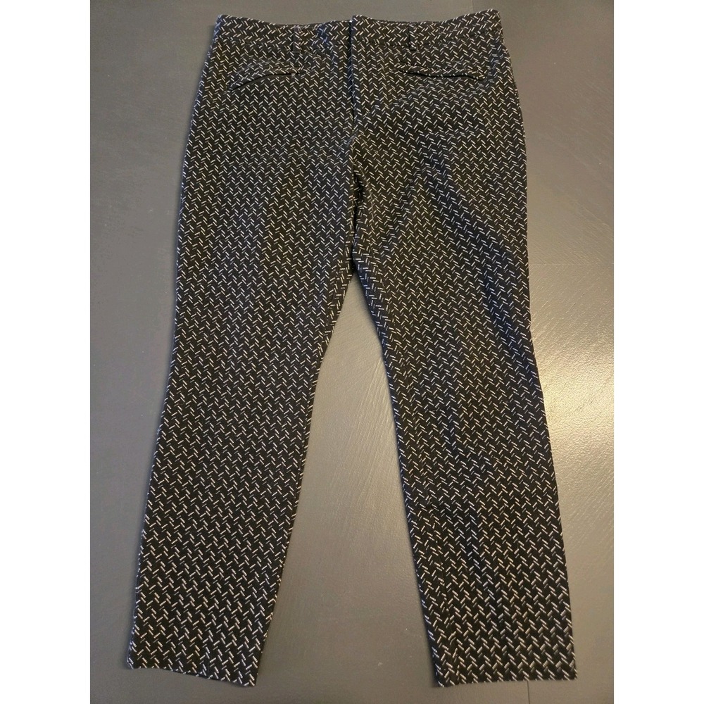 Gap Skinny Ankle Pants Womens 12R Black White Geometric Dash Stretch Trousers
